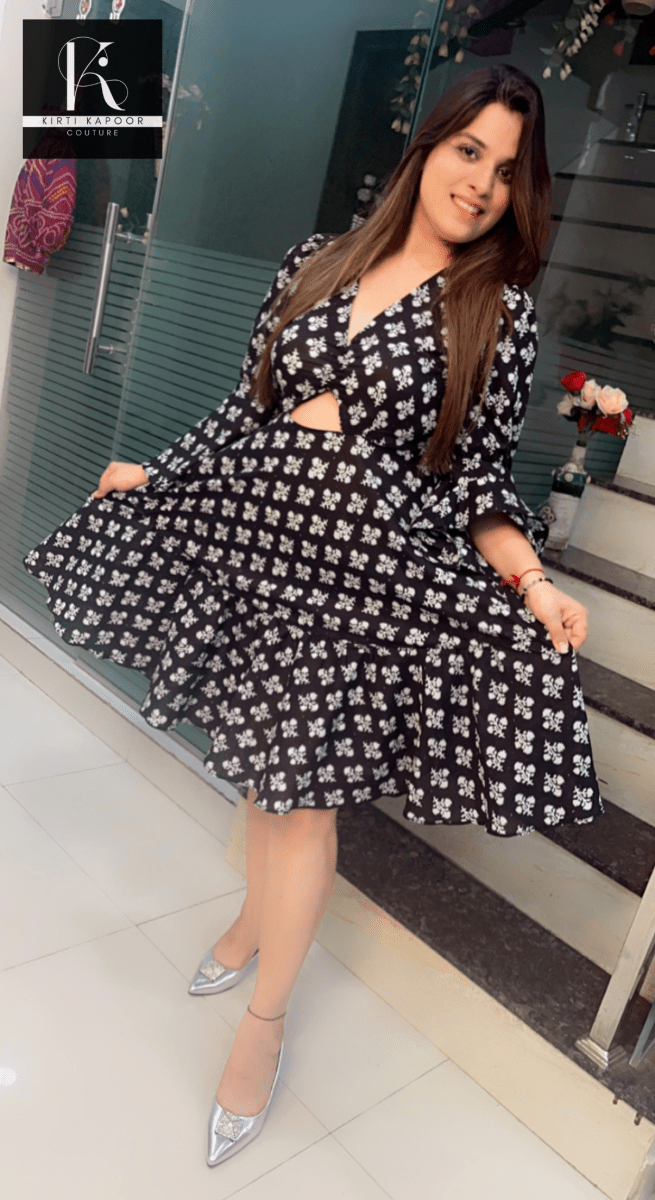 Black - White Printed Tunic - Kirti Kapoor Couture