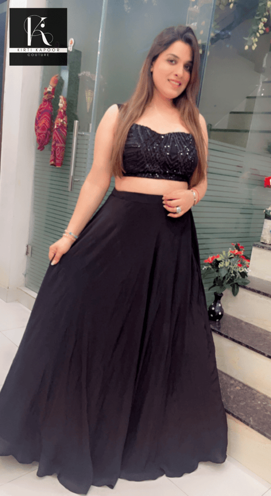 Blouse and Skirt Set with a Layered Shrug - Kirti Kapoor Couture