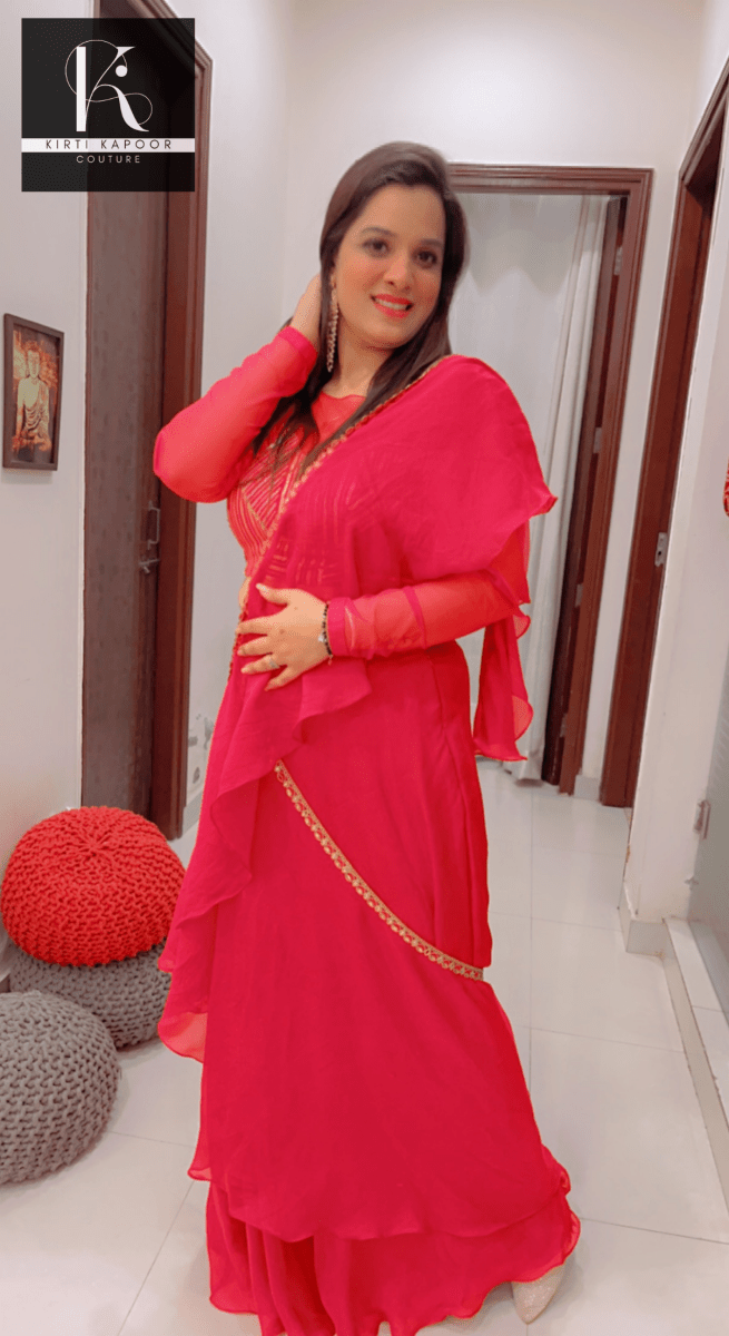 Bright Red Saree With Gold Highlights - Wedding Collection - Kirti Kapoor Couture