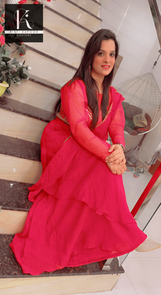 Bright Red Saree With Gold Highlights - Wedding Collection - Kirti Kapoor Couture