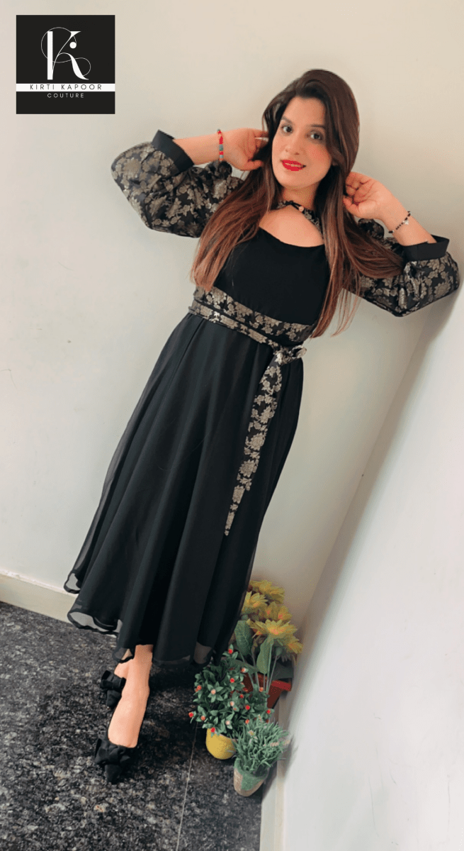 Brocade Black Frock Style (Perfect Farewell Outfit) - Kirti Kapoor Couture