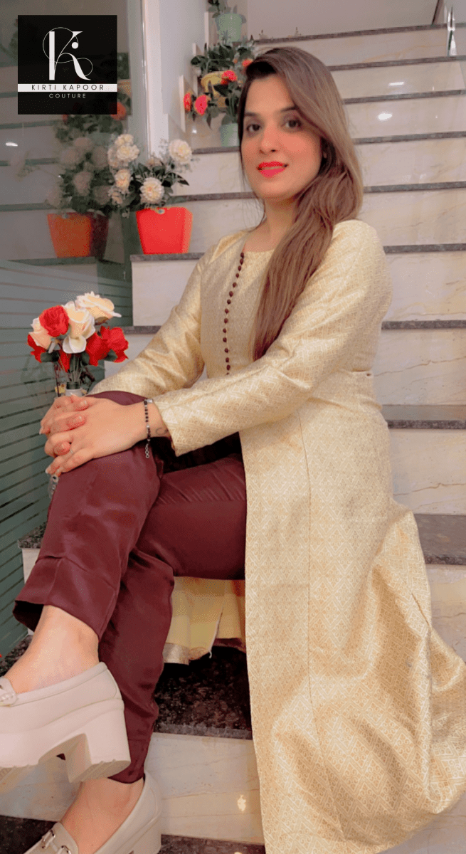 Brocade Front - cut Shirt with Pashmina Pants - Kirti Kapoor Couture