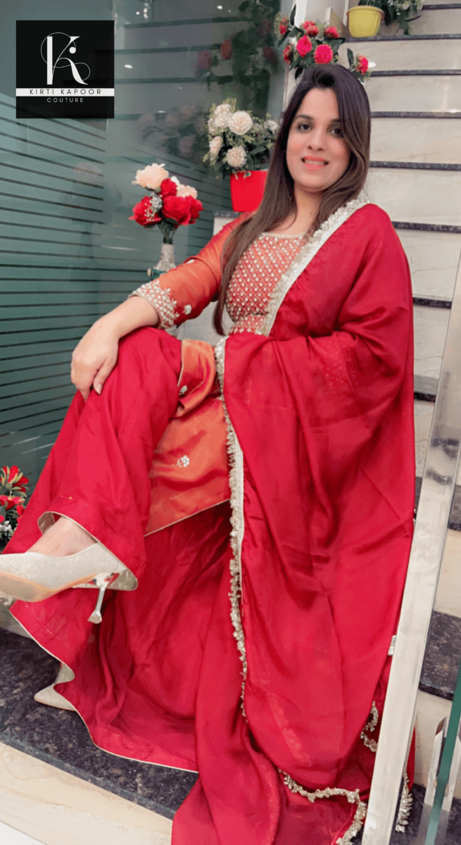Brown Hand - Embroidered Plazo Suit - Kirti Kapoor Couture