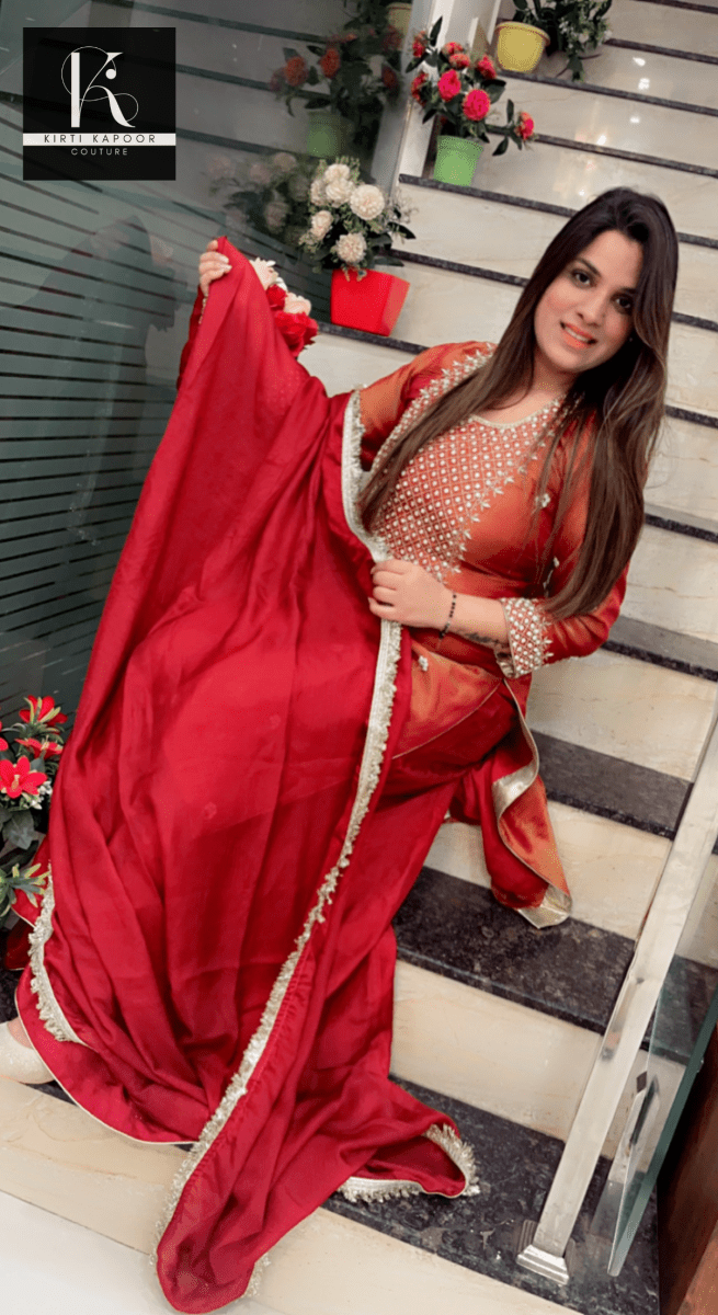 Brown Hand - Embroidered Plazo Suit - Kirti Kapoor Couture