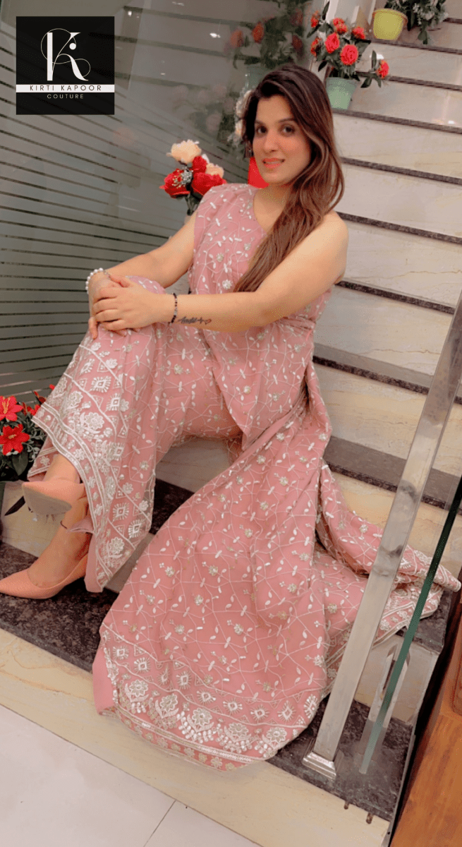 Classic Women's Evening Gown with Twist - Kirti Kapoor Couture