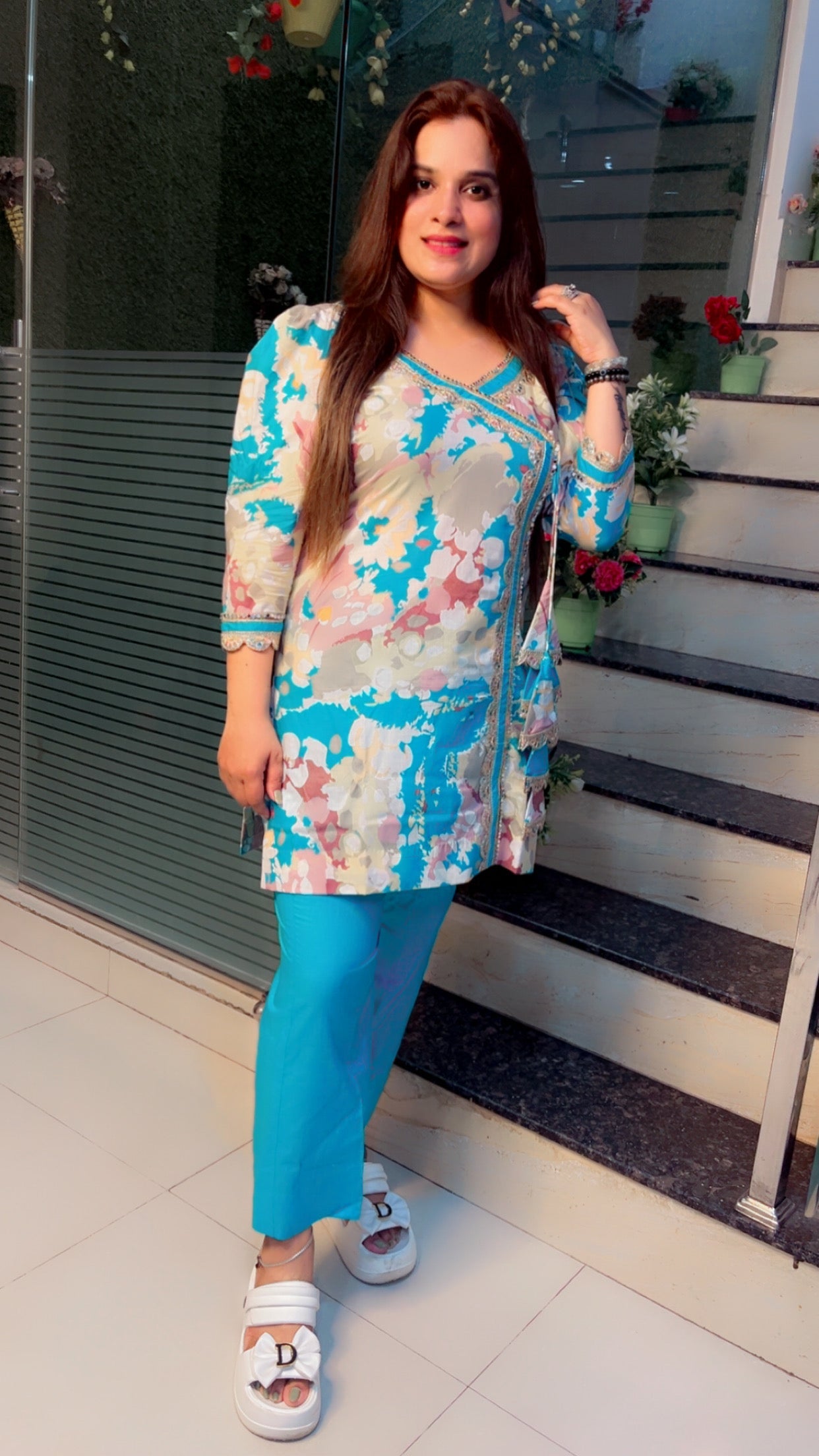 Cotton Angrakha Style Co - Ord Set - Kirti Kapoor Couture
