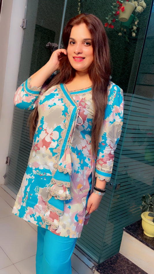 Cotton Angrakha Style Co - Ord Set - Kirti Kapoor Couture