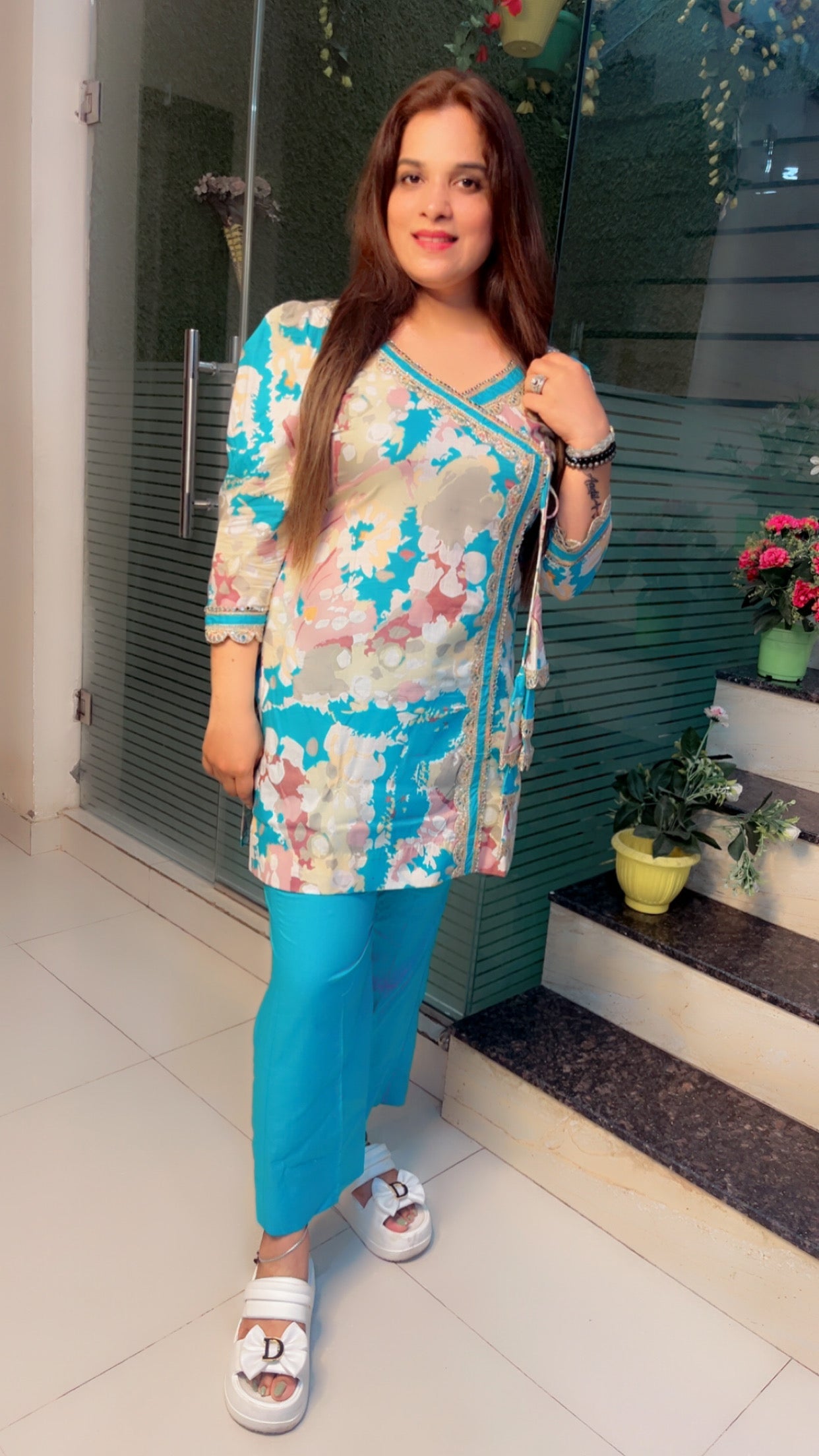 Cotton Angrakha Style Co - Ord Set - Kirti Kapoor Couture