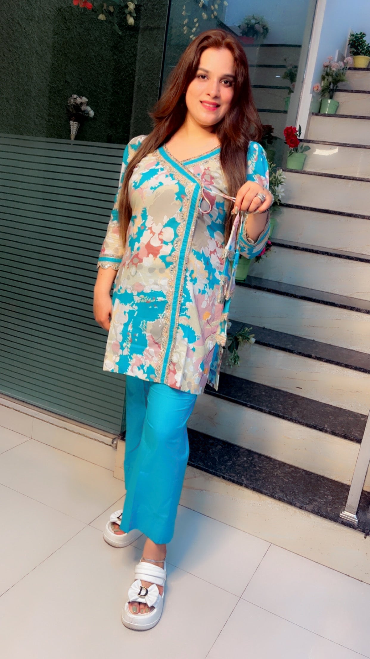 Cotton Angrakha Style Co - Ord Set - Kirti Kapoor Couture