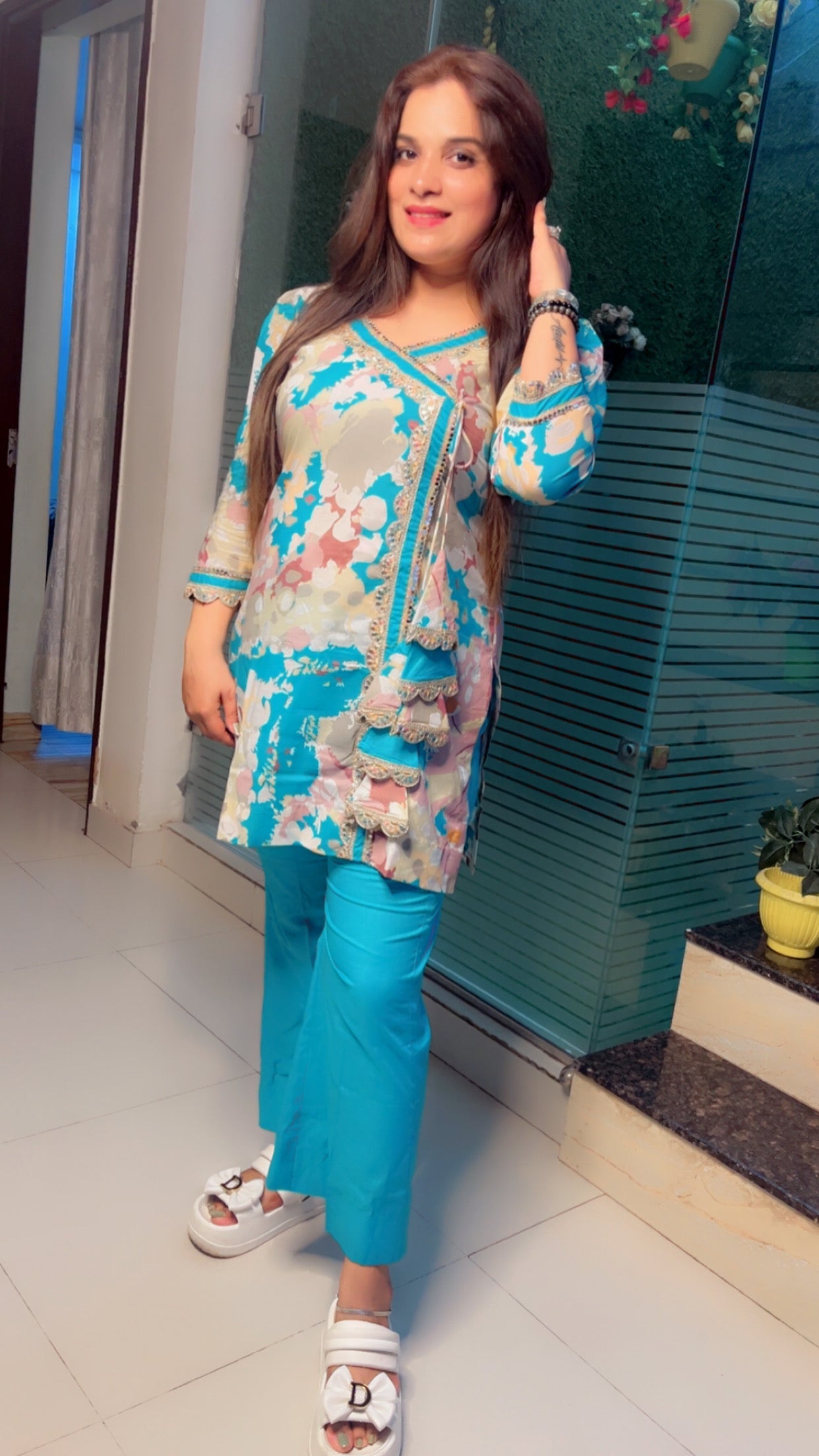 Cotton Angrakha Style Co - Ord Set - Kirti Kapoor Couture