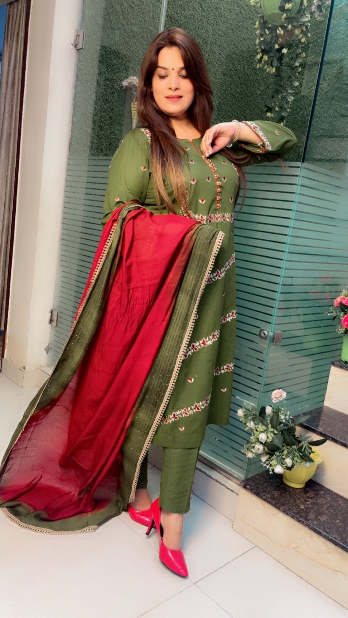 Cotton Linen Embroidered Suit - Kirti Kapoor Couture