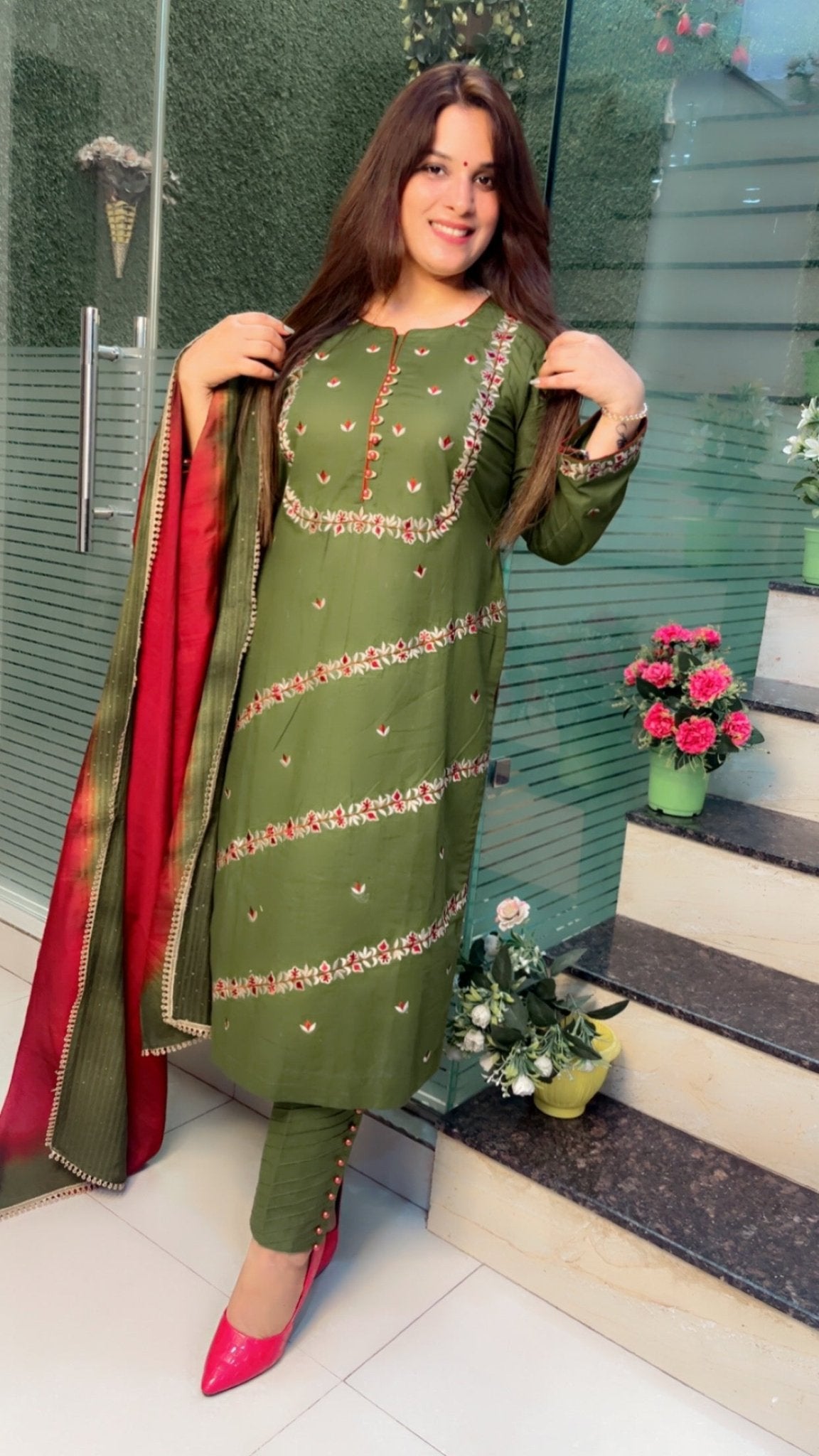 Cotton Linen Embroidered Suit - Kirti Kapoor Couture