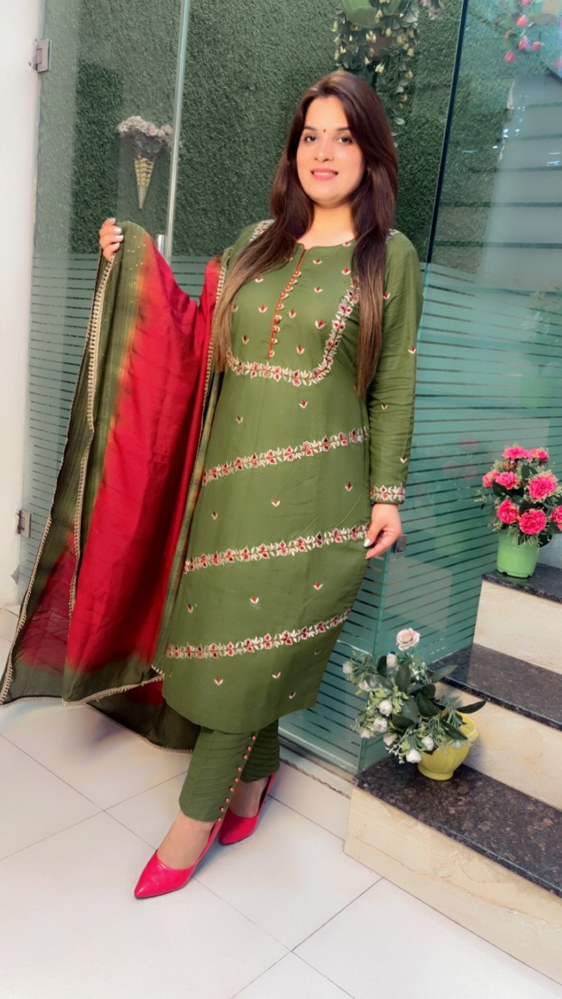Cotton Linen Embroidered Suit - Kirti Kapoor Couture