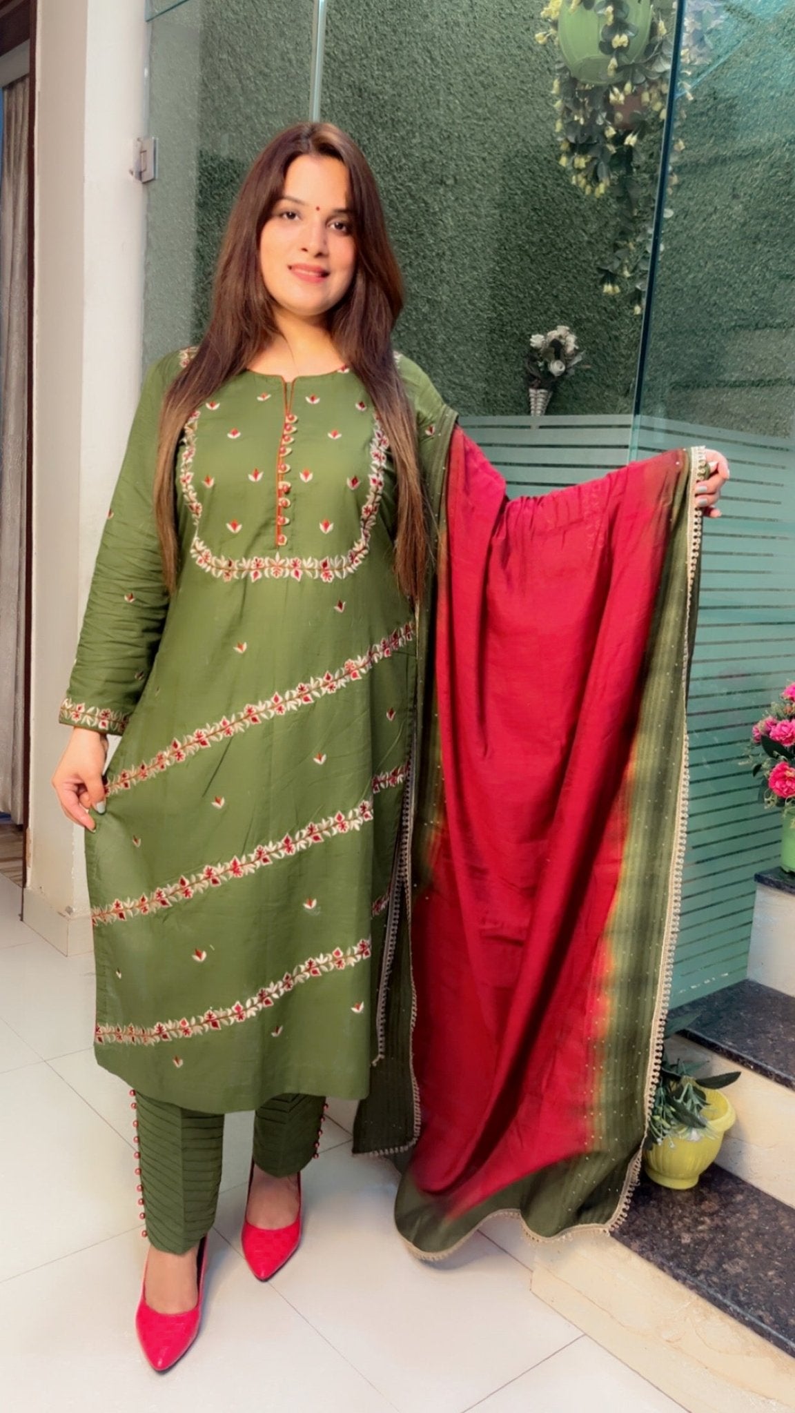 Cotton Linen Embroidered Suit - Kirti Kapoor Couture
