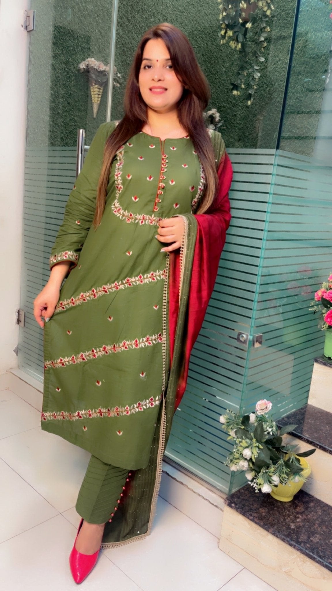 Cotton Linen Embroidered Suit - Kirti Kapoor Couture