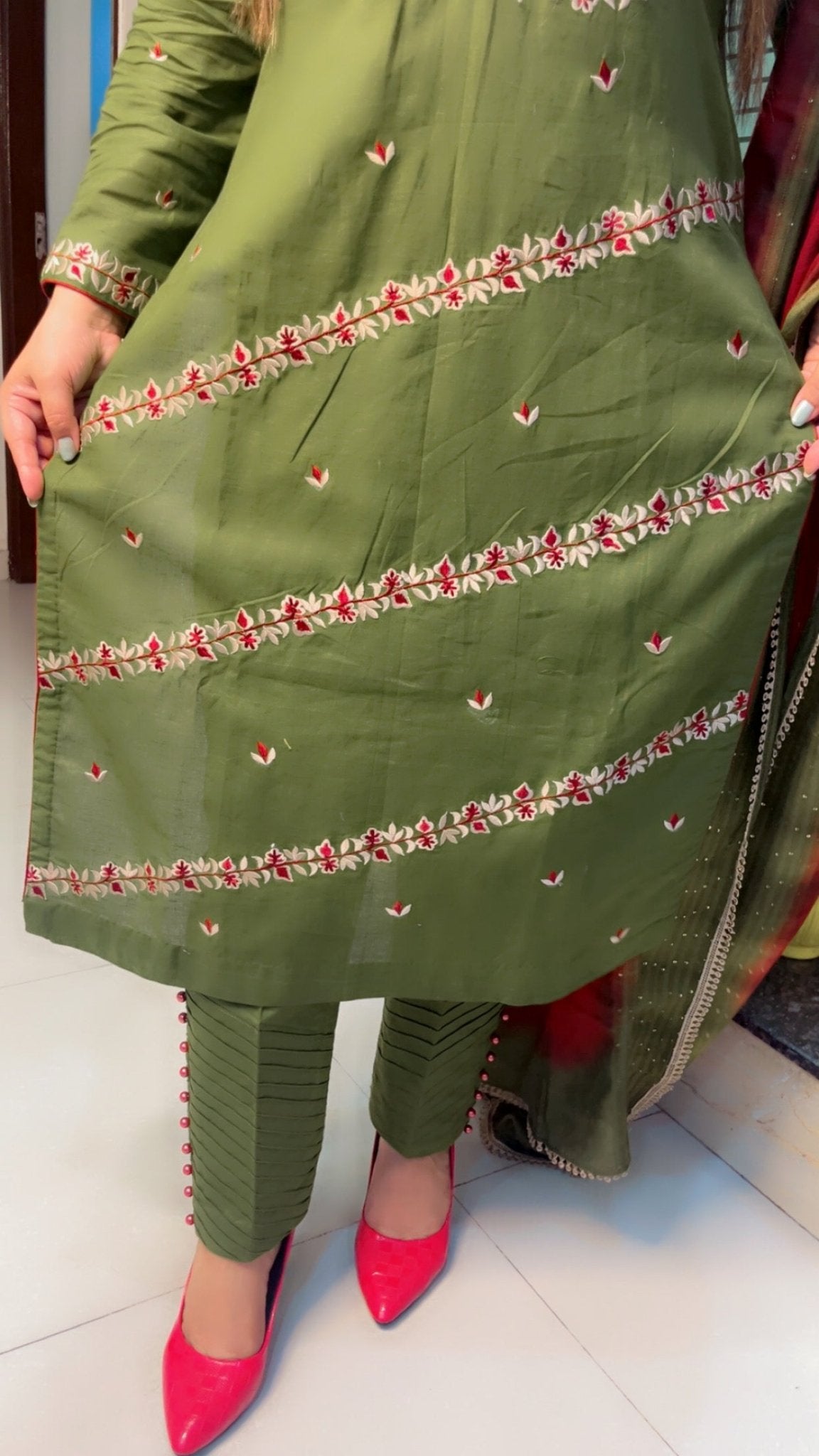Cotton Linen Embroidered Suit - Kirti Kapoor Couture