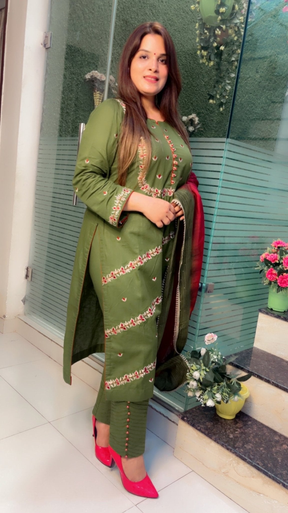 Cotton Linen Embroidered Suit - Kirti Kapoor Couture