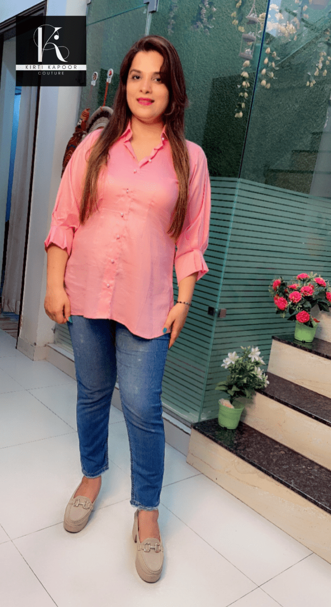 Cotton Pink Top with a designer Back - Kirti Kapoor Couture