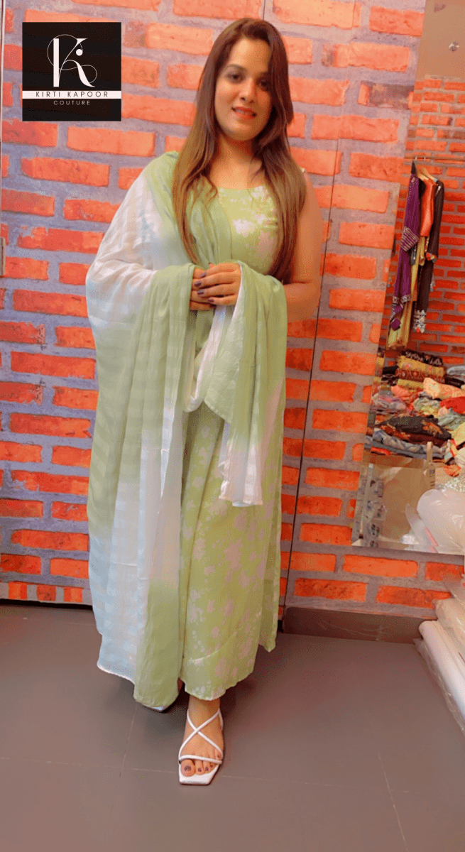 Cotton Printed Frock Suit with Duo - Coloured Dupatta - Kirti Kapoor Couture
