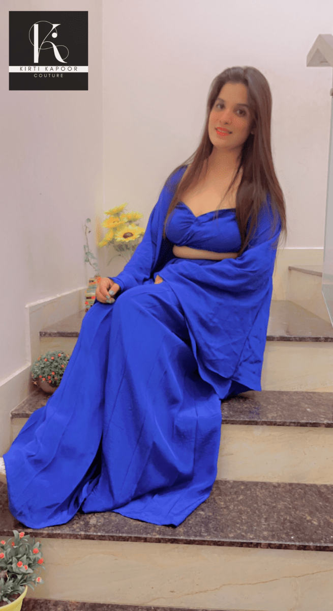 Crop Top With Box Plate Plazo - Kirti Kapoor Couture