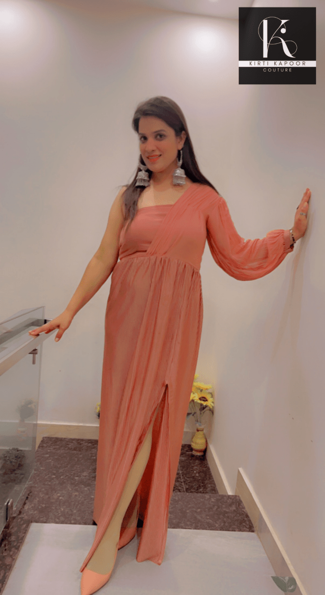 Crushed Fabric Maxi Dress by Kirti Kapoor - Kirti Kapoor Couture