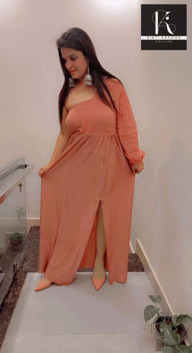 Crushed Fabric Maxi Dress by Kirti Kapoor - Kirti Kapoor Couture