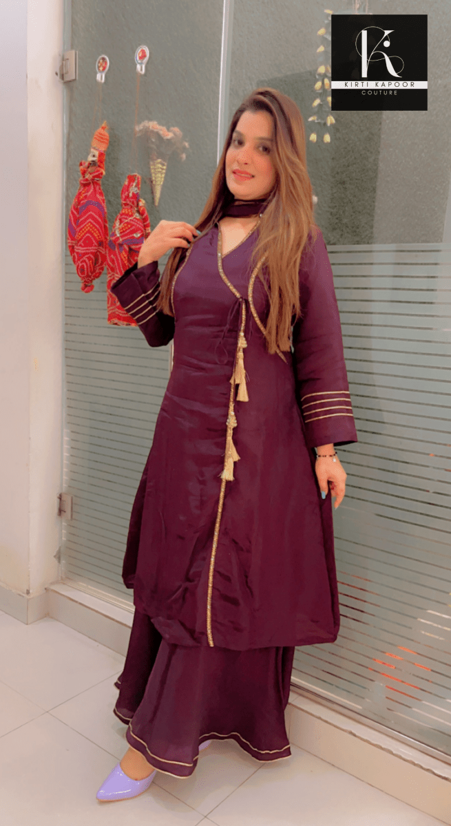 Dark Purple A - line Plazo Suit - Kirti Kapoor Couture