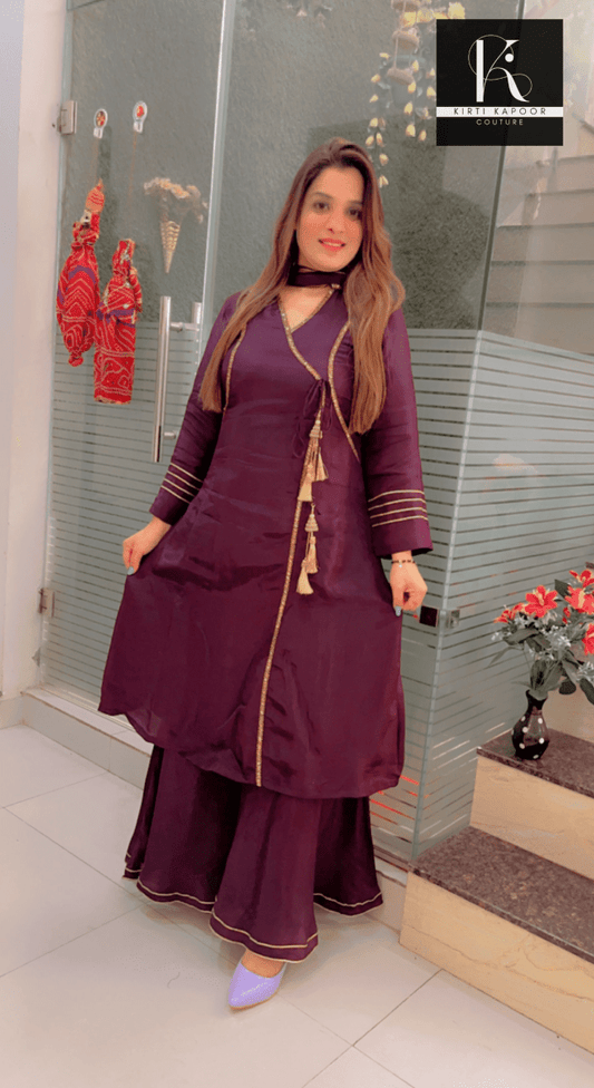 Dark Purple A - line Plazo Suit - Kirti Kapoor Couture