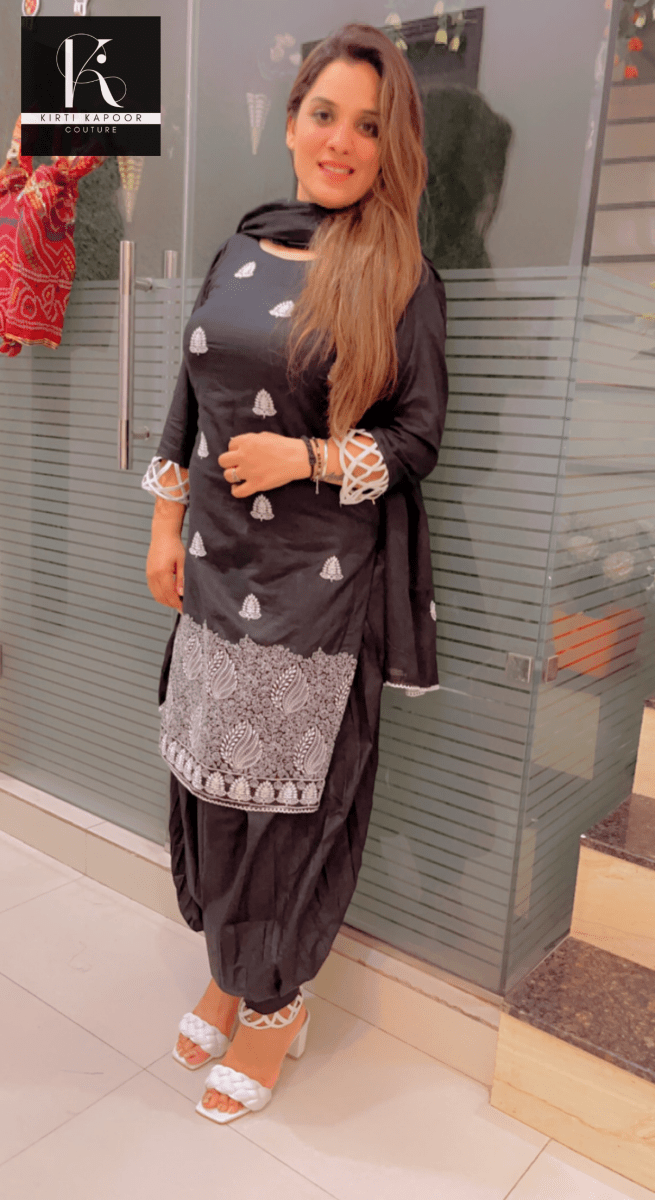 Designer Black Suit With White Thread - Work - Kirti Kapoor Couture