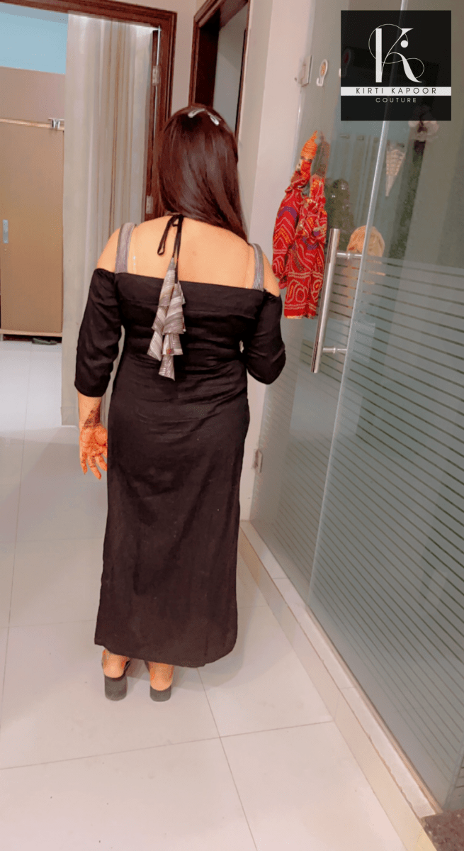 Designer Cotton Kurti With Crushed Fabric Neck Line - Kirti Kapoor Couture
