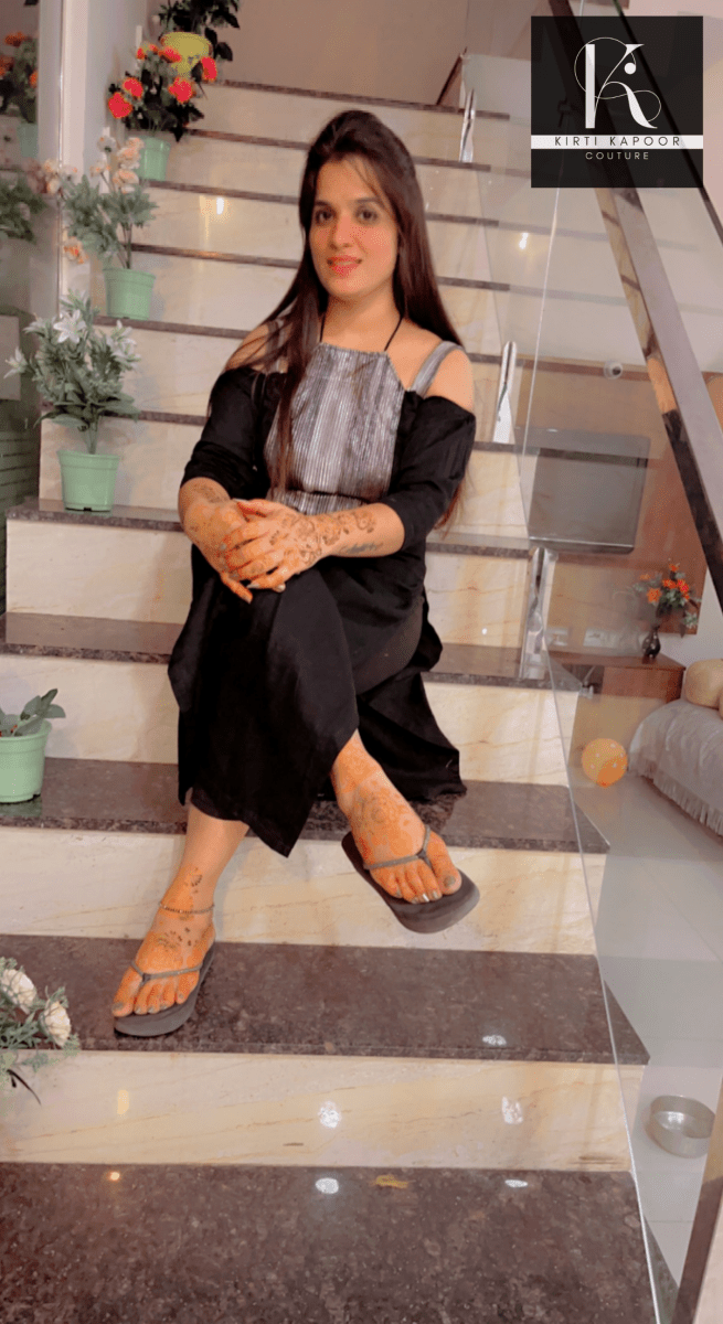 Designer Cotton Kurti With Crushed Fabric Neck Line - Kirti Kapoor Couture