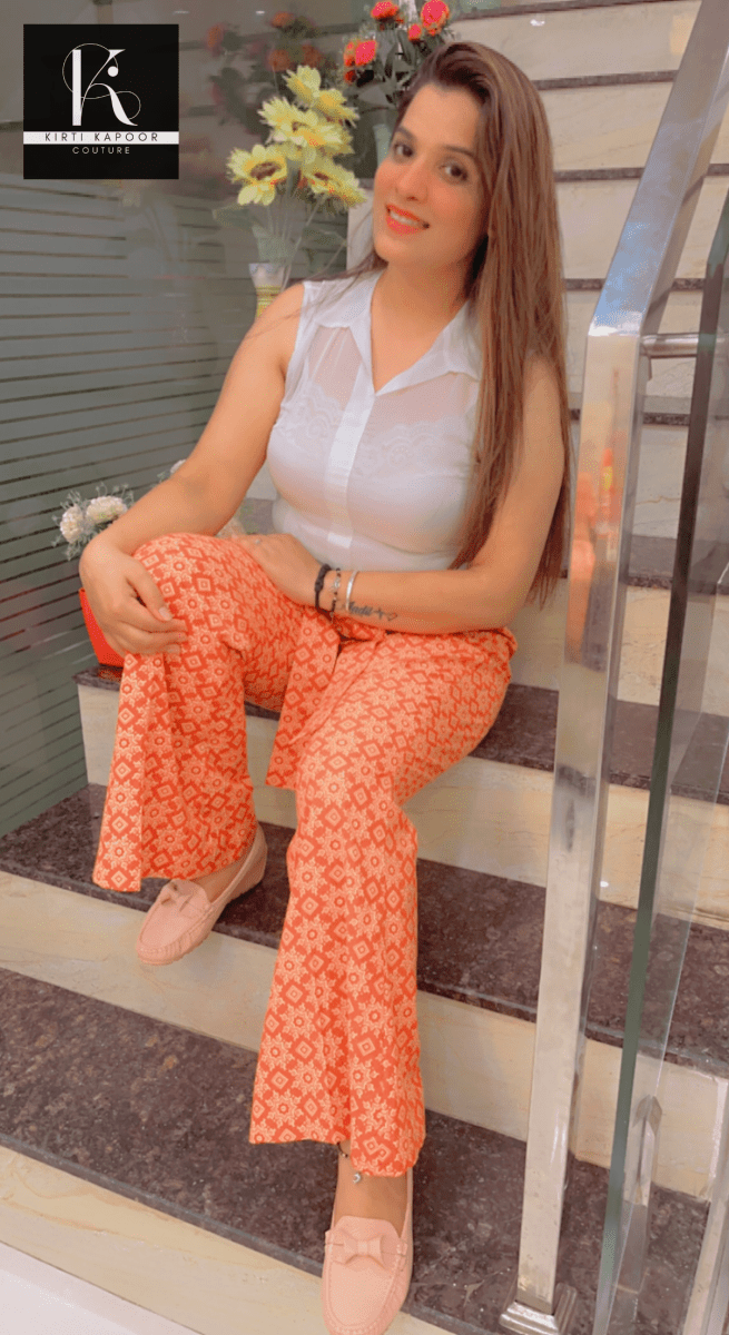 Designer Cotton Printed Orange - Brown Co - ord Set - Kirti Kapoor Couture