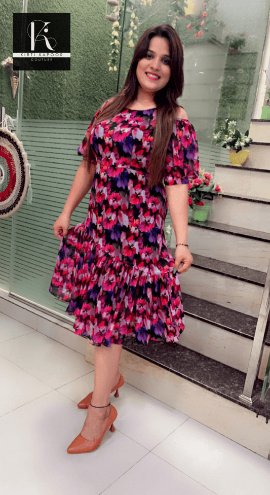 Designer Georgette Floral Printed Tunic - Kirti Kapoor Couture