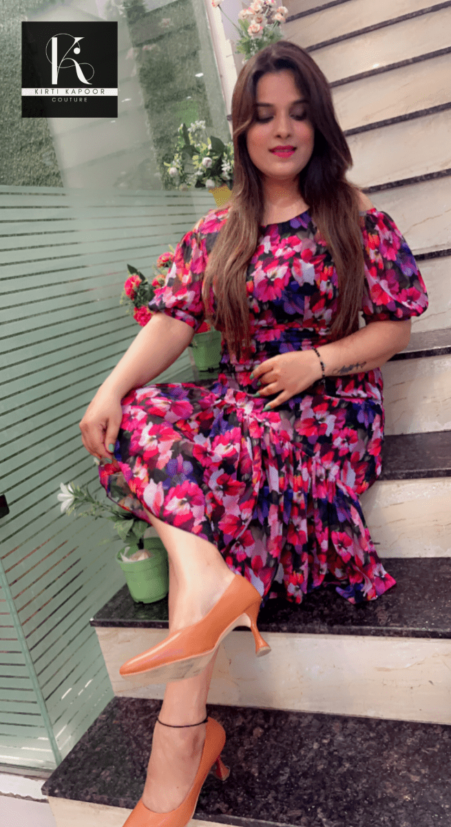 Designer Georgette Floral Printed Tunic - Kirti Kapoor Couture