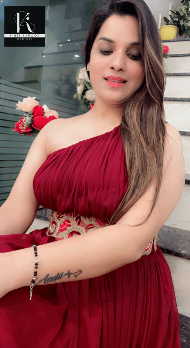Designer One - Sided Maroon Gown - Kirti Kapoor Couture