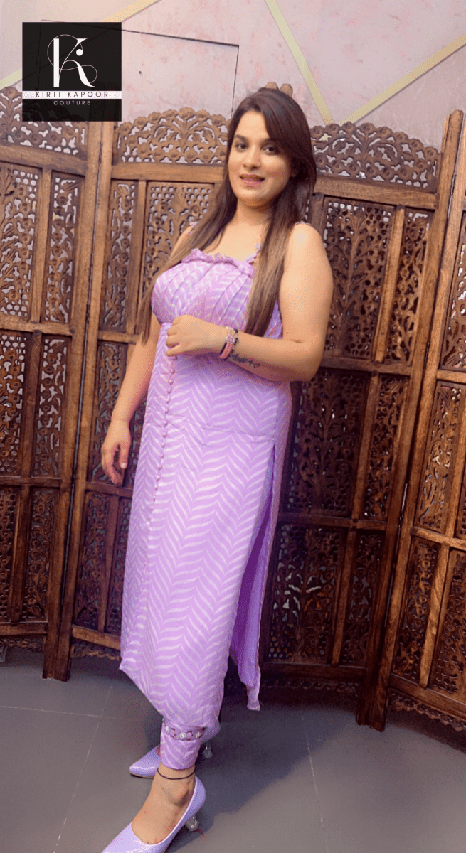 Designer Organza Print Suit with Tie&Dye Dupatta - Kirti Kapoor Couture