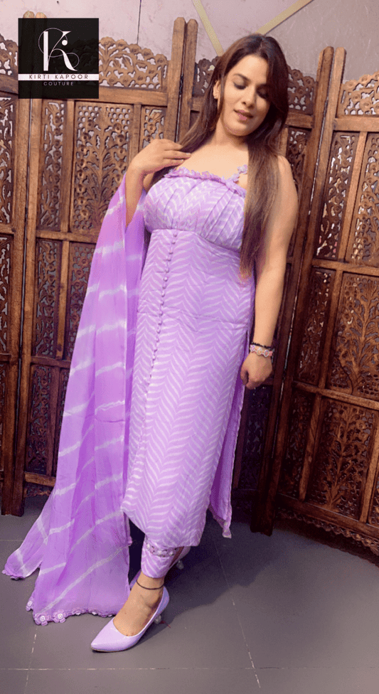 Designer Organza Print Suit with Tie&Dye Dupatta - Kirti Kapoor Couture