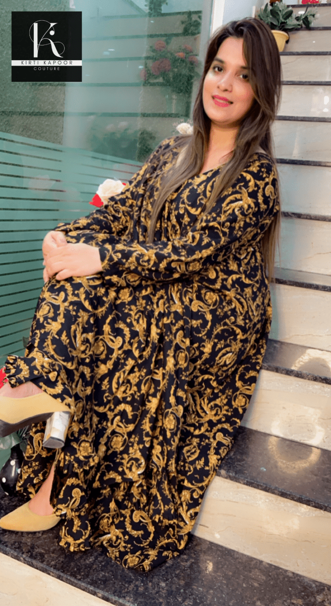 Designer Rayon Printed A - line Dress - Kirti Kapoor Couture