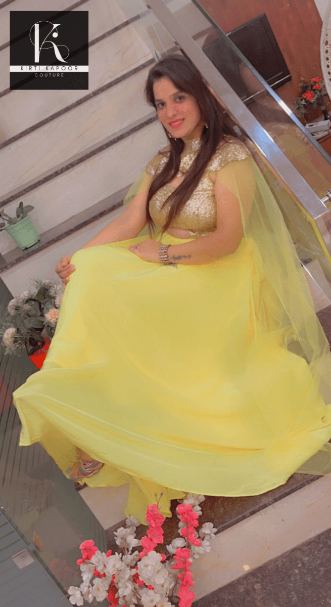 Detachable Party Wear Cape Gown - Kirti Kapoor Couture