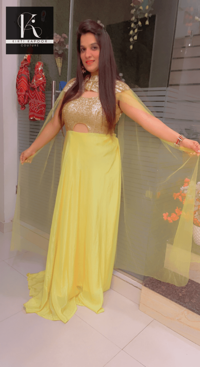 Detachable Party Wear Cape Gown - Kirti Kapoor Couture