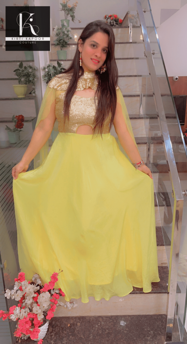 Detachable Party Wear Cape Gown - Kirti Kapoor Couture