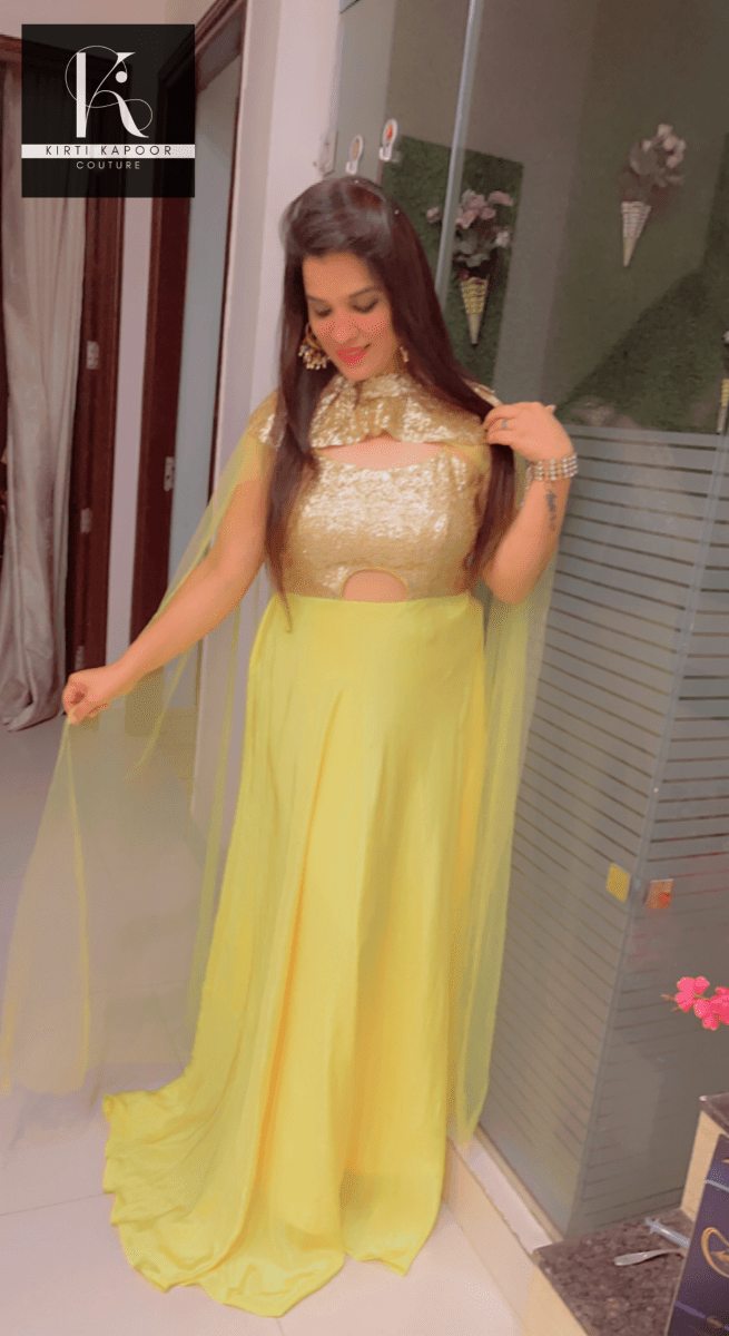 Detachable Party Wear Cape Gown - Kirti Kapoor Couture