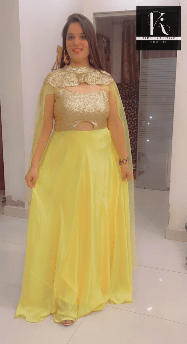 Detachable Party Wear Cape Gown - Kirti Kapoor Couture