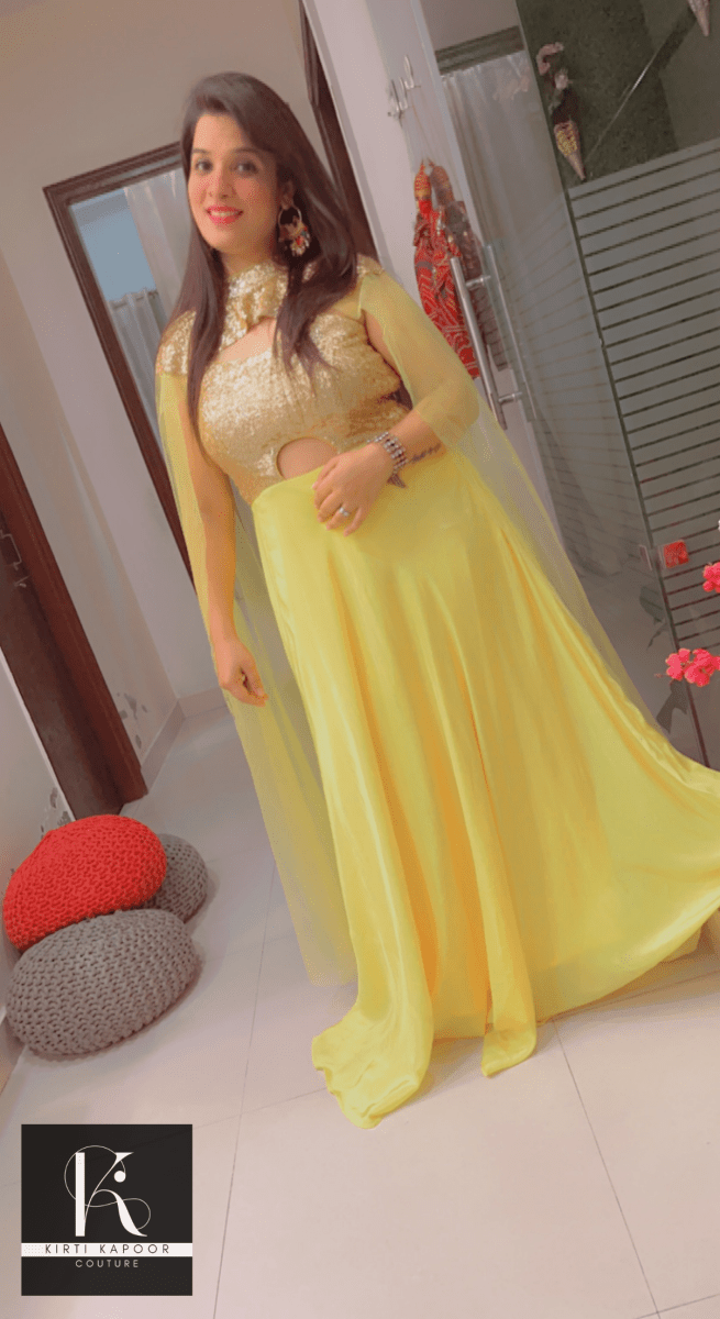Detachable Party Wear Cape Gown - Kirti Kapoor Couture