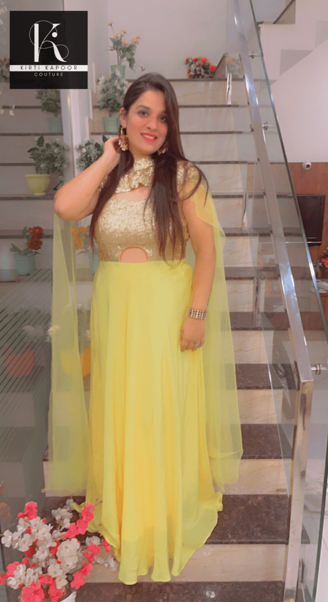 Detachable Party Wear Cape Gown - Kirti Kapoor Couture