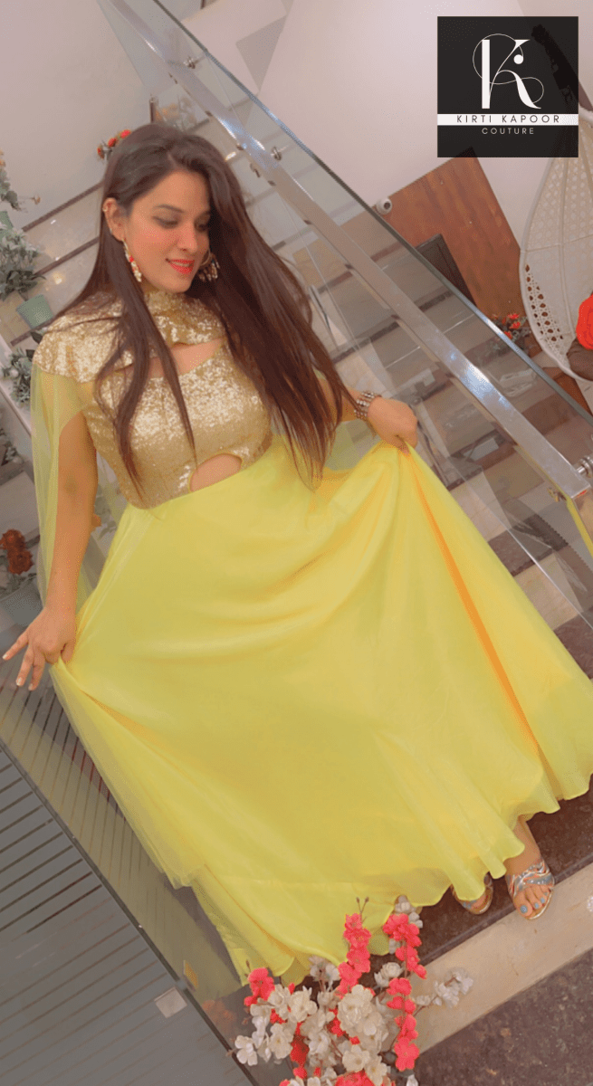 Detachable Party Wear Cape Gown - Kirti Kapoor Couture