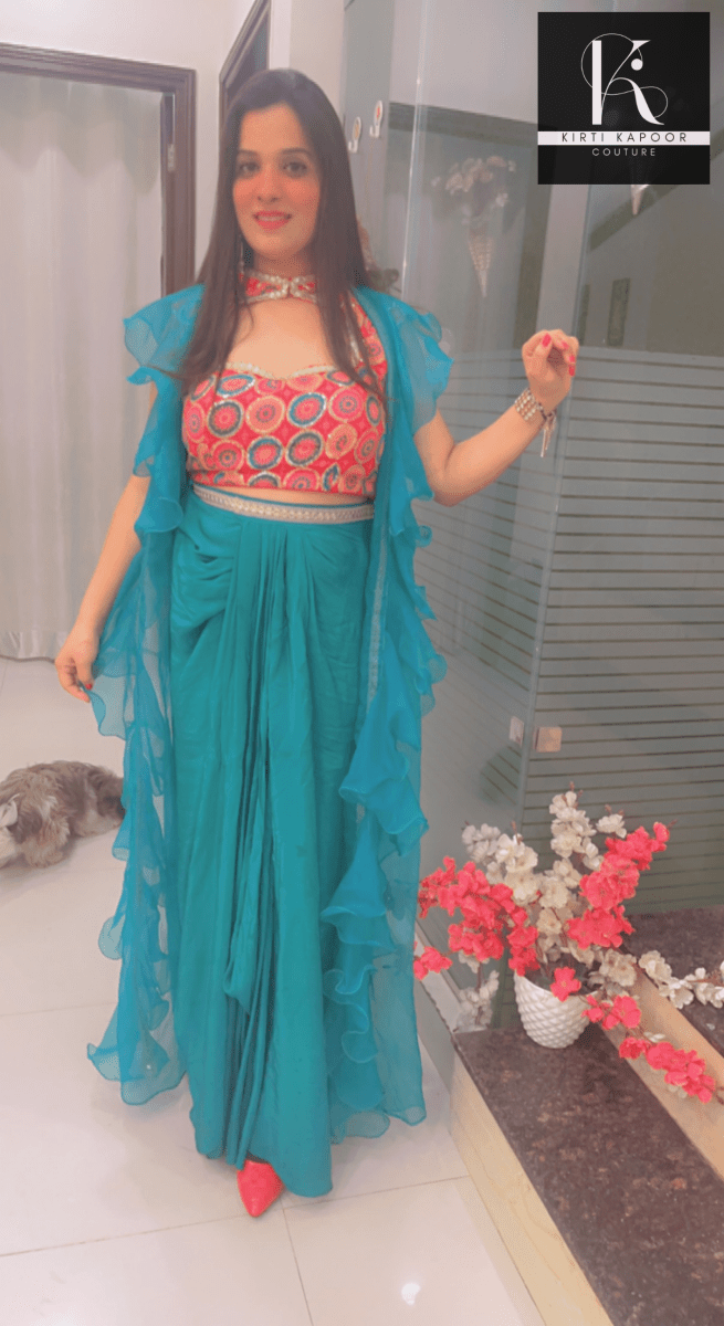 Draped Skirt - Trendy Shrug Style - Kirti Kapoor Couture