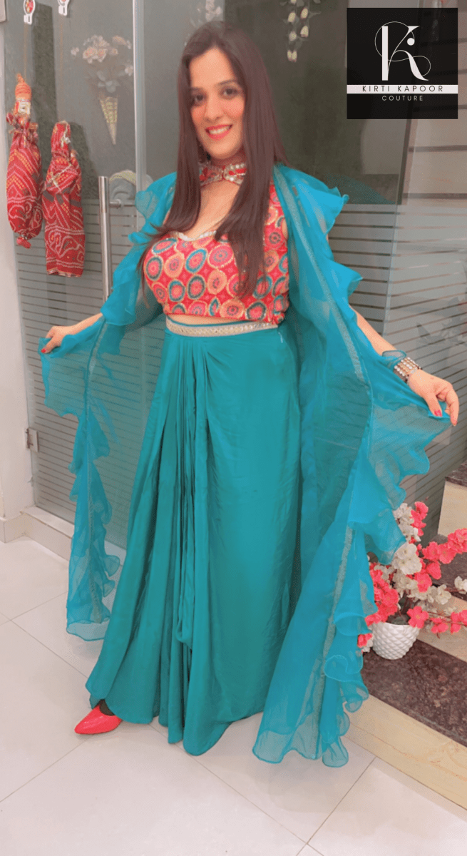 Draped Skirt - Trendy Shrug Style - Kirti Kapoor Couture
