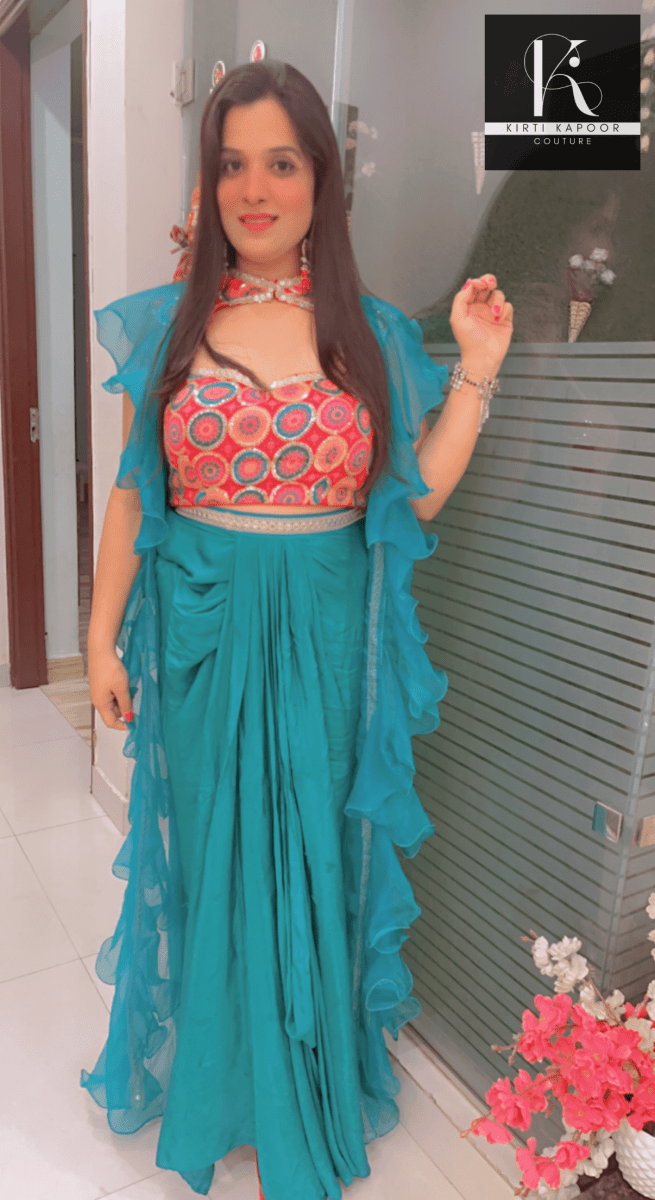 Draped Skirt - Trendy Shrug Style - Kirti Kapoor Couture