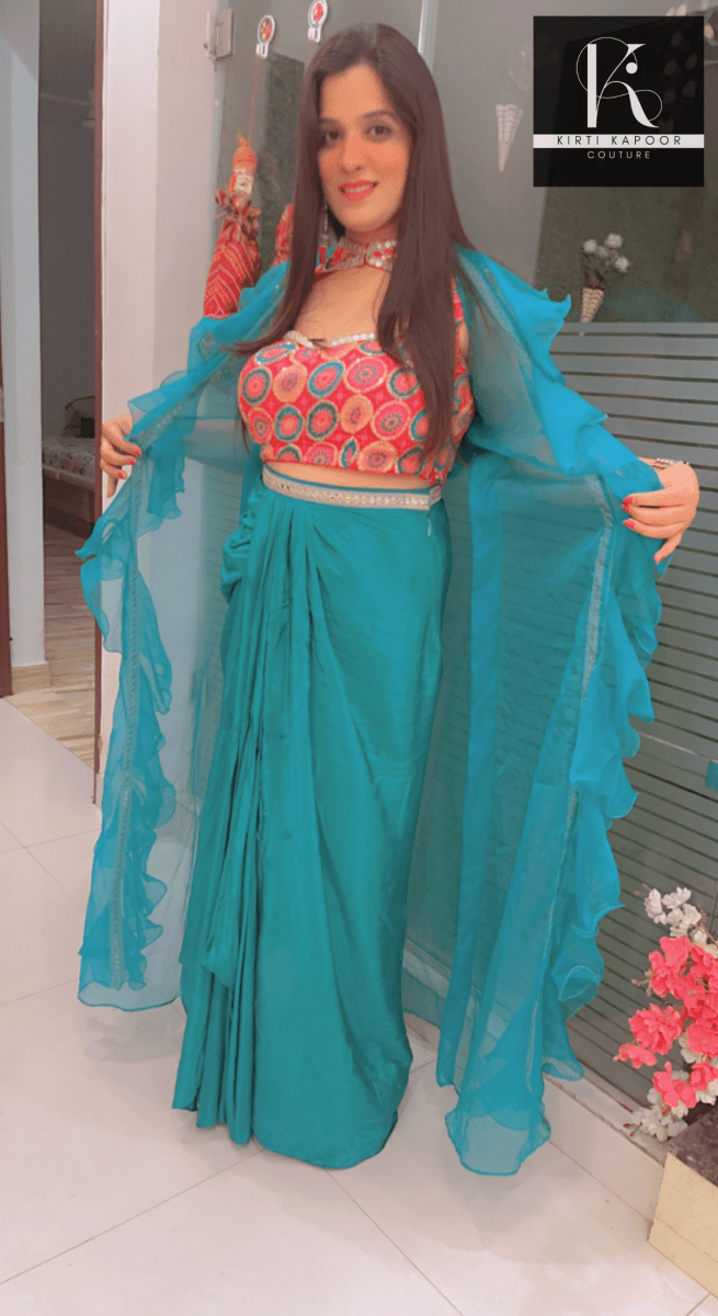 Draped Skirt - Trendy Shrug Style - Kirti Kapoor Couture